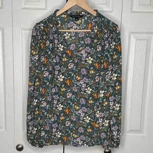 Zac & Rachel Green Multicolor Floral Blouse 3/4 Sleeve 21" P2P Women XL NWOT